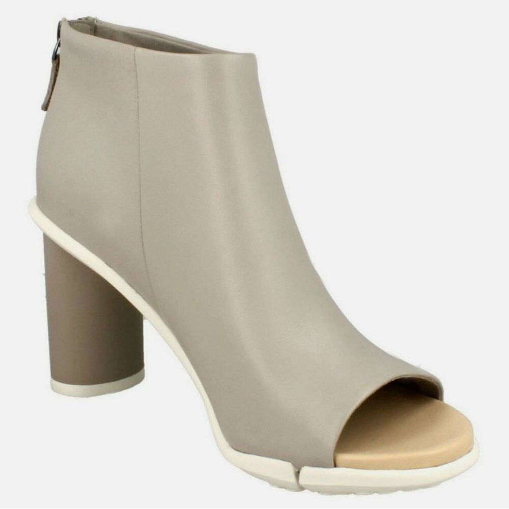 Clarks Ladies Peep Toe Boots Imali Peony Light Gray Leather